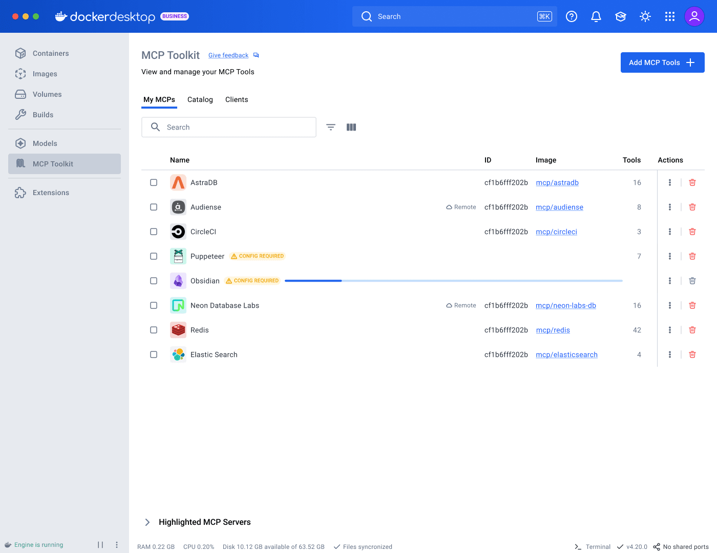 Product state: flat server list, no persistent setup structure